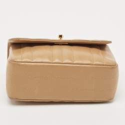 Chanel Beige Vertical Quilted Leather Mini Square Classic Flap Bag