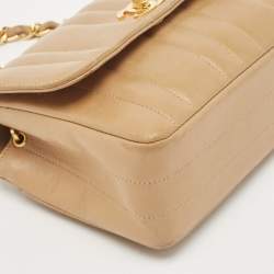 Chanel Beige Vertical Quilted Leather Mini Square Classic Flap Bag