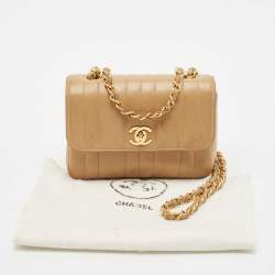 Chanel Beige Vertical Quilted Leather Mini Square Classic Flap Bag