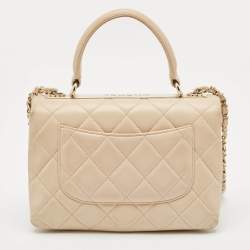 Chanel Beige Quilted Leather Small Trendy CC Top Handle Bag