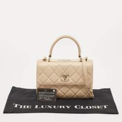Chanel Beige Quilted Leather Small Trendy CC Top Handle Bag