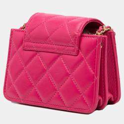 Chanel Pink CC Quilted Lambskin Flap Clutch On Chain