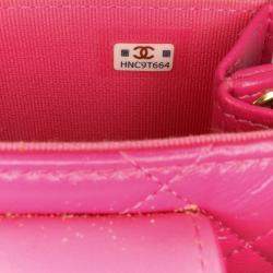 Chanel Pink CC Quilted Lambskin Flap Clutch On Chain