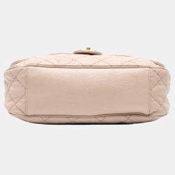 Chanel Beige Brown Chanel Beige/Brown Medium Quilted Caviar Coco Pleats Messenger Flap
