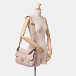 Chanel Beige Brown Chanel Beige/Brown Medium Quilted Caviar Coco Pleats Messenger Flap