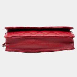 Chanel Red CC Lambskin Wallet on Chain