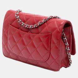 Chanel Red CC Lambskin Wallet on Chain