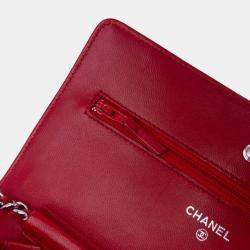 Chanel Red CC Lambskin Wallet on Chain