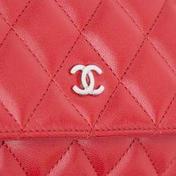 Chanel Red CC Lambskin Wallet on Chain