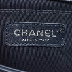 Chanel Navy Blue Quilted Leather Medium Boy Flap Bag