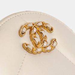 Chanel Beige Brown Iridescent Lambskin 19 Round Clutch with Chain