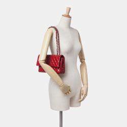 Chanel Red Medium Classic Patent Double Flap