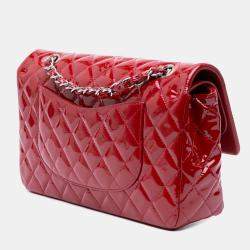 Chanel Red Medium Classic Patent Double Flap