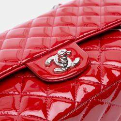 Chanel Red Medium Classic Patent Double Flap