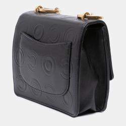 Pre Owned Chanel Black Mini Square Calfskin Coco Embossed Flap