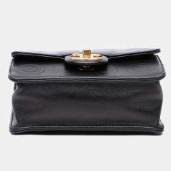Pre Owned Chanel Black Mini Square Calfskin Coco Embossed Flap