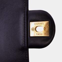 Pre Owned Chanel Black Mini Square Calfskin Coco Embossed Flap