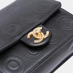 Pre Owned Chanel Black Mini Square Calfskin Coco Embossed Flap