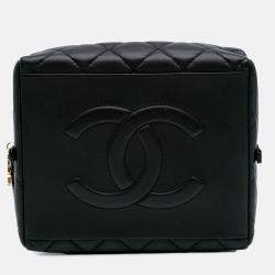 Chanel Black Métiers d'Art CC Quilted Lambskin Box Top Handle Satchel