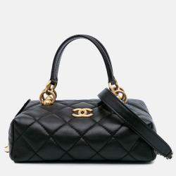 Chanel Black Métiers d'Art CC Quilted Lambskin Box Top Handle Satchel