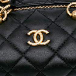 Chanel Black Métiers d'Art CC Quilted Lambskin Box Top Handle Satchel