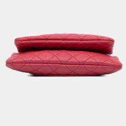 Pre Owned Chanel Pink Quilted Lambskin Double Case with Chain