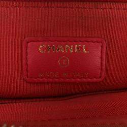 Pre Owned Chanel Pink Quilted Lambskin Double Case with Chain