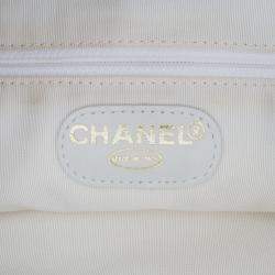 Chanel White CC Caviar Chain Tote