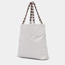 Chanel White CC Caviar Chain Tote