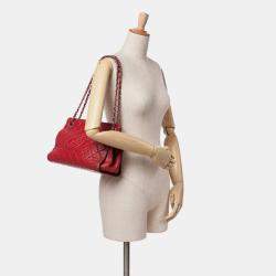 Chanel Red CC Quilted Caviar Frame Shopping Tote