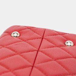 Chanel Red CC Quilted Caviar Frame Shopping Tote