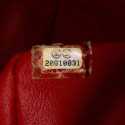 Pre Owned Chanel Red Mini Square Classic Lambskin Single Flap
