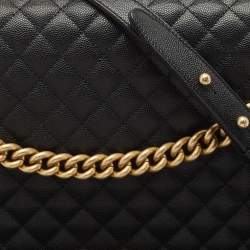 مملوكة مسبقًا Chanel Black Quilted Caviar Leather Large Boy Flap Bag
