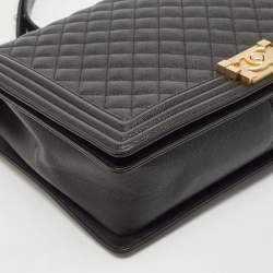 مملوكة مسبقًا Chanel Black Quilted Caviar Leather Large Boy Flap Bag