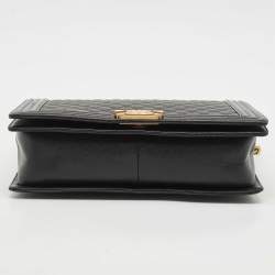 مملوكة مسبقًا Chanel Black Quilted Caviar Leather Large Boy Flap Bag