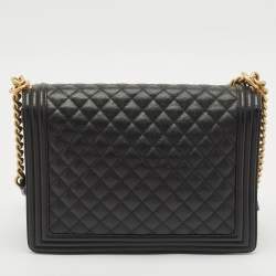 مملوكة مسبقًا Chanel Black Quilted Caviar Leather Large Boy Flap Bag