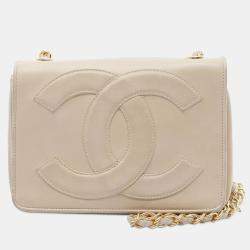 Chanel Cream CC Lambskin Full Flap