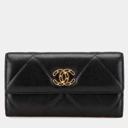 Chanel Black Lambskin 19 Flap Long Wallet