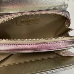Chanel Gold Pink Ombre Metallic Lambskin Like A Wallet Flap Bag