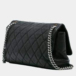 Pre Owned Chanel Black Quilted Iridescent Caviar Lady Pearly Flap