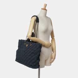 Chanel Black Chevron Canvas Cuba Patchwork Shopper Tote