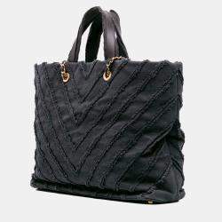 Chanel Black Chevron Canvas Cuba Patchwork Shopper Tote