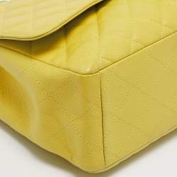 Chanel Yellow Quilted Caviar Leather Maxi Classic Single Flap Bag