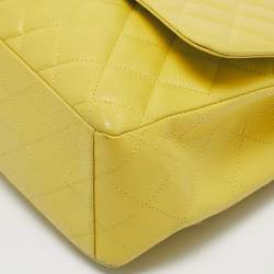 Chanel Yellow Quilted Caviar Leather Maxi Classic Single Flap Bag