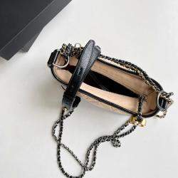 Chanel Beige and Black Leather Gabrielle Small Bag