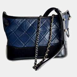 Chanel Blue and Black Leather Gabrielle Small Bag
