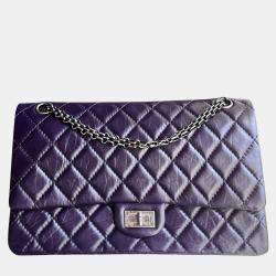 Chanel Purple Leather 2.55 Medium Shoulder Bag