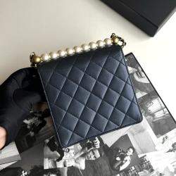 Pre Owned Chanel Pearlescent Blue Chic Pearls Shoulder Bag