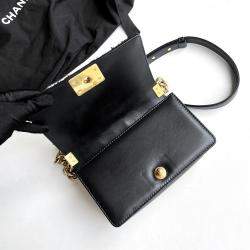 Pre Owned Chanel Black Wool Le Boy Small Shoulder Bag 