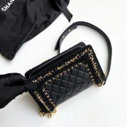Pre Owned Chanel Black Wool Le Boy Small Shoulder Bag 